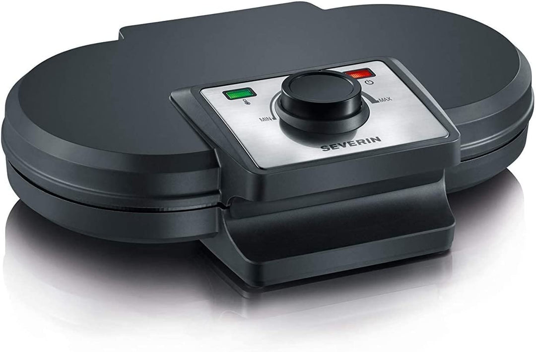 SEVERIN Waffle Maker 1600W, Non-stick Waffle Maker for Fluffy and Crispy Belgian Waffles, Compact Design PFAS-Free Waffle Machine, Black, WA 2130