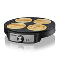 Cloer 6620 Crepe maker, for sweet or savory pancakes with a diameter of 29 cm, 1200 W, non-stick coating, with dough spreader and pancake turner, black