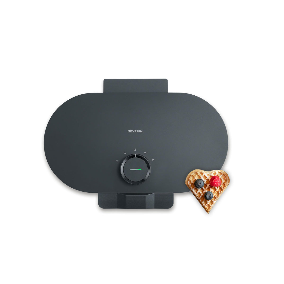SEVERIN Waffle Maker 1600W, Non-stick Waffle Maker for Fluffy and Crispy Belgian Waffles, Compact Design PFAS-Free Waffle Machine, Black, WA 2130
