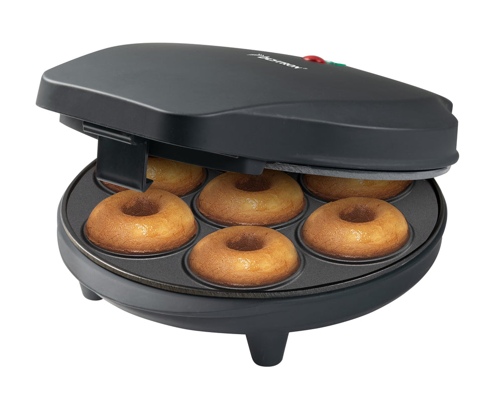 Bestron Retro Design Donut Maker, Mini Donut Maker for 7 Small Donuts, Includes Cooking Indicator & Non-Stick Coating, 700 Watts, Sweet Dreams Collection, Colour: Green