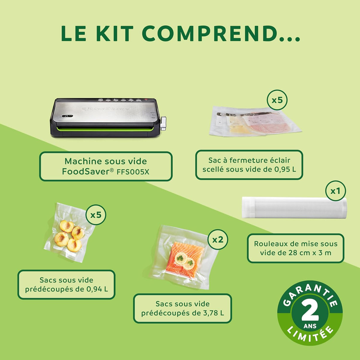 FoodSaver FFS005X Vacuum Sealer with Storage Compartment for Roll and Cutter, Pulse Function for Fragile Food, Includes Matching Accessories and Vacuum Bags