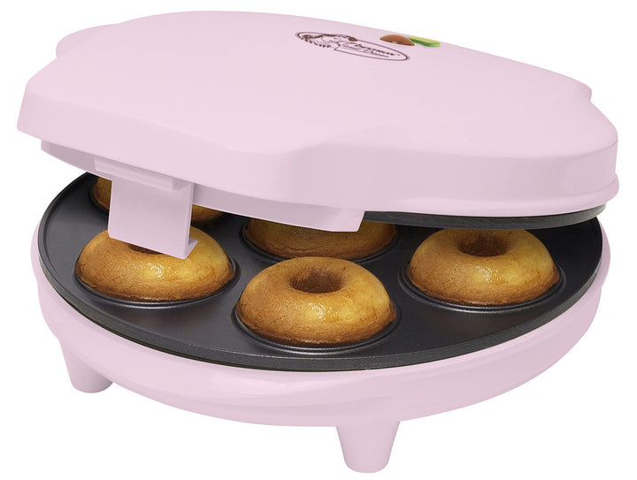 Bestron Retro Design Donut Maker, Mini Donut Maker for 7 Small Donuts, Includes Cooking Indicator & Non-Stick Coating, 700 Watts, Sweet Dreams Collection, Colour: Green